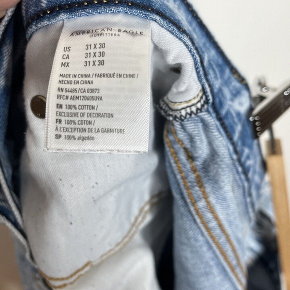 American Eagle Skater Jeans Acid Wash Men’s 31x26 Distressed Ripped Y2K - Picture 7 of 7
